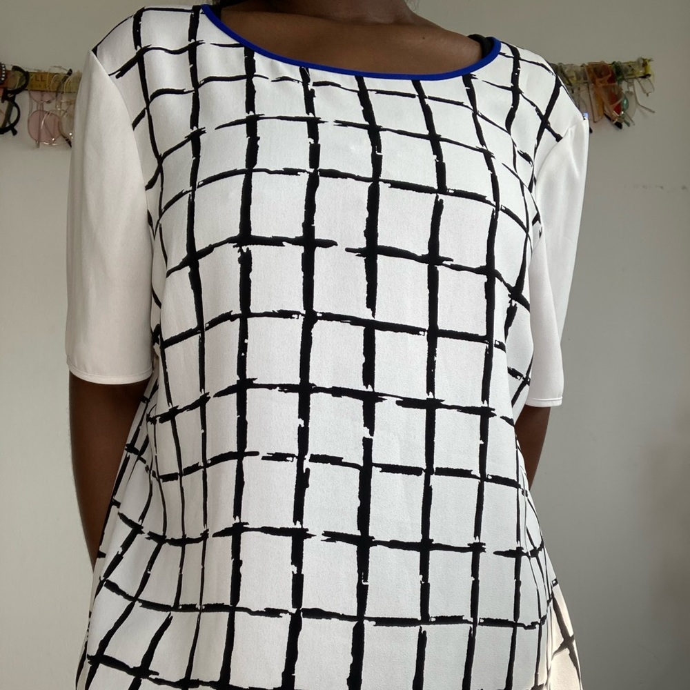 Planet Blue and White Top | Fits large